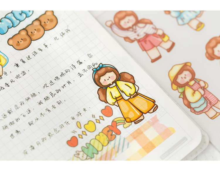 语闲pvc转印贴纸 阿果梦想家系列 手绘可爱手帐diy装饰贴2张入8款