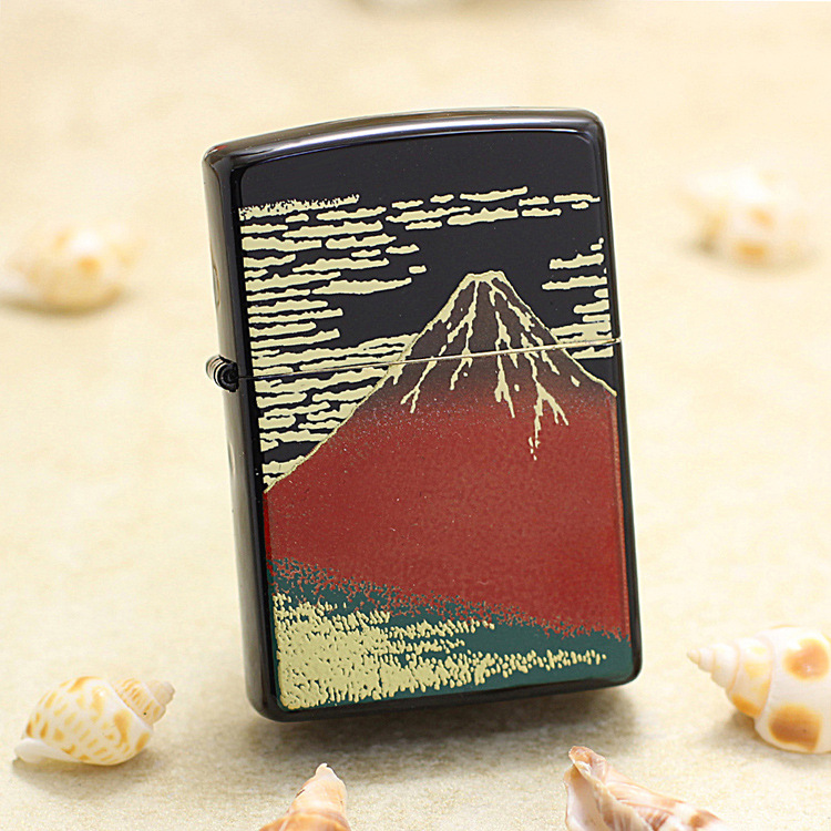 zippo打火机2la-akafuji本金莳绘之富士山