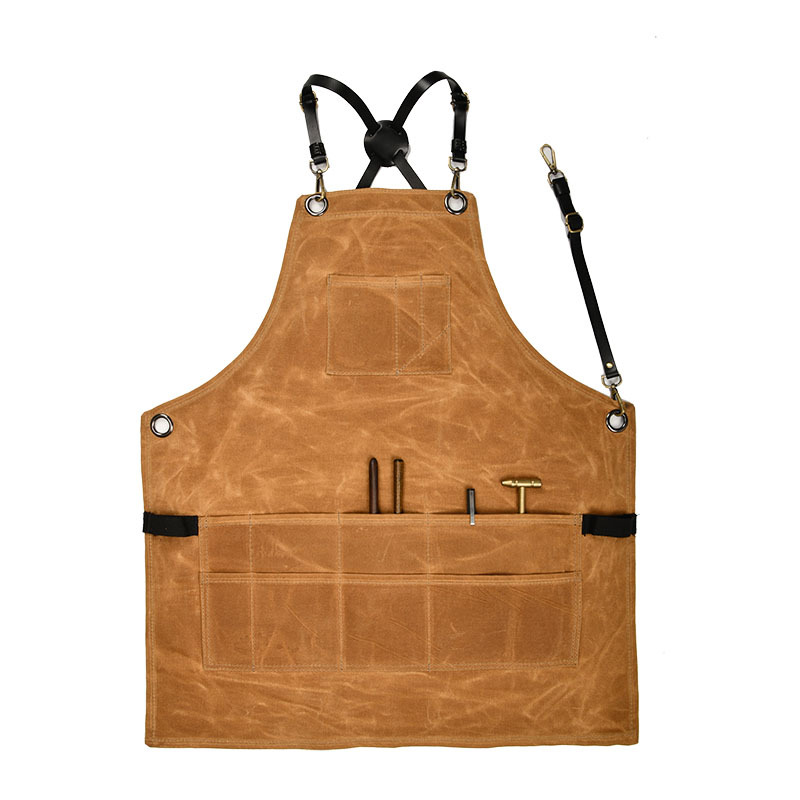 油蜡帆布围裙背带式交叉肩带干湿蜡围腰重型工具木工园艺定制logo