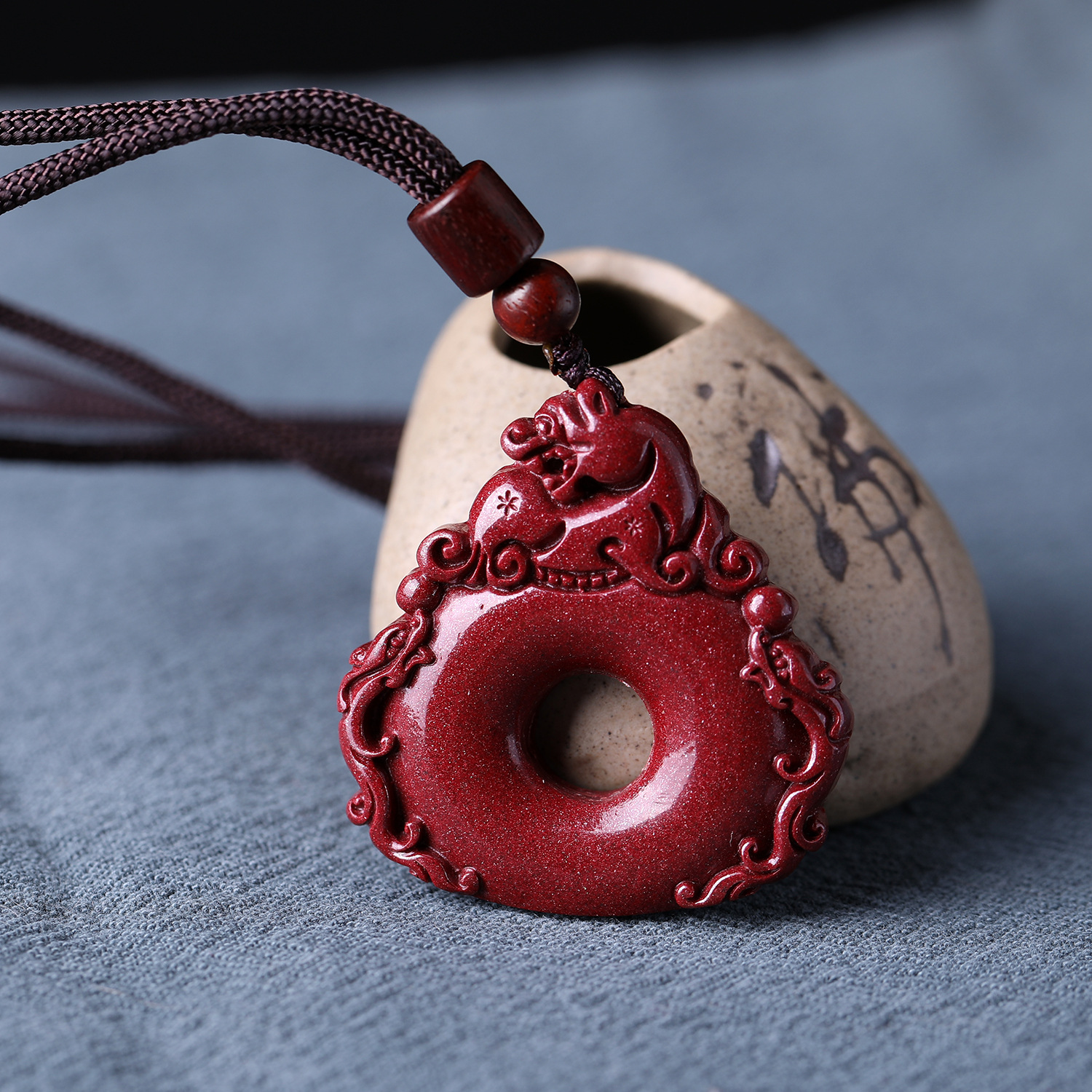 厂供 原矿朱砂平安扣吊坠 天然紫金砂貔貅平安扣项坠 支持鉴定