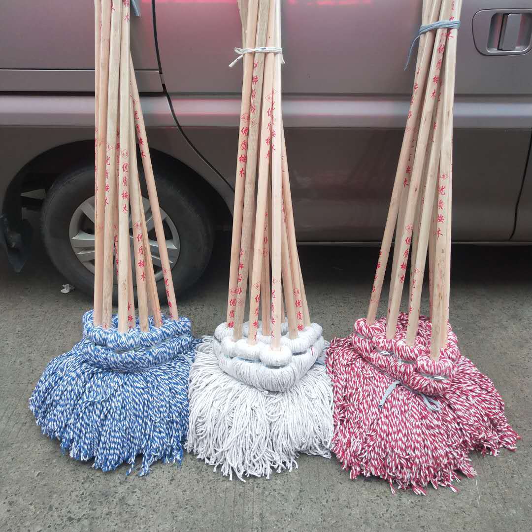 家用全棉白线老式拖把棉布不掉毛木柄线拖把加长加大传统简便拖把