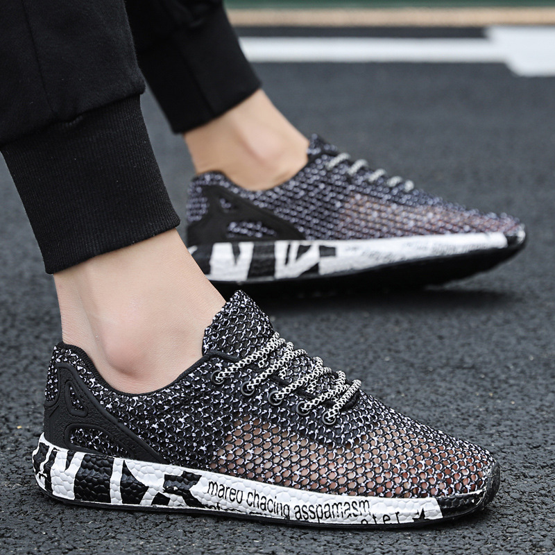 跨境夏季休闲网鞋男韩版薄款跑步鞋大网眼鞋子镂空大码男鞋网面鞋