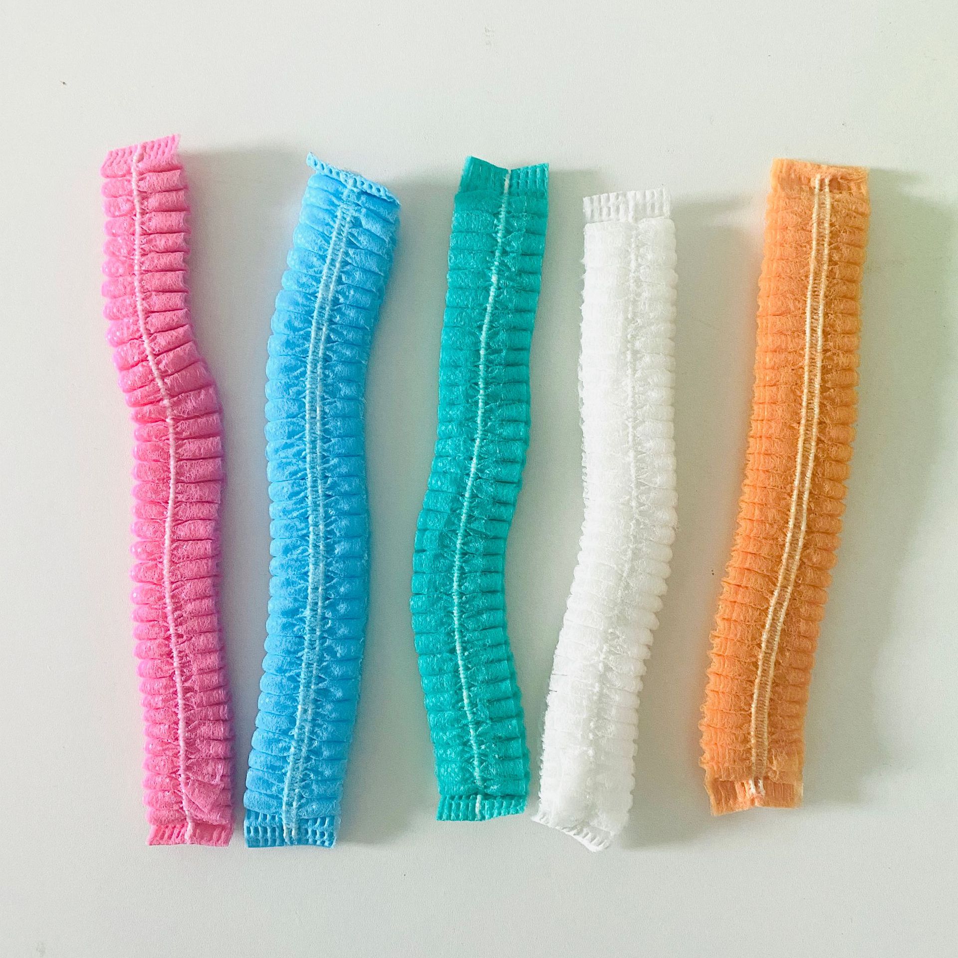 100个一次性帽子无纺布头套防尘厨师食品厂车间防掉发蓝色条形帽