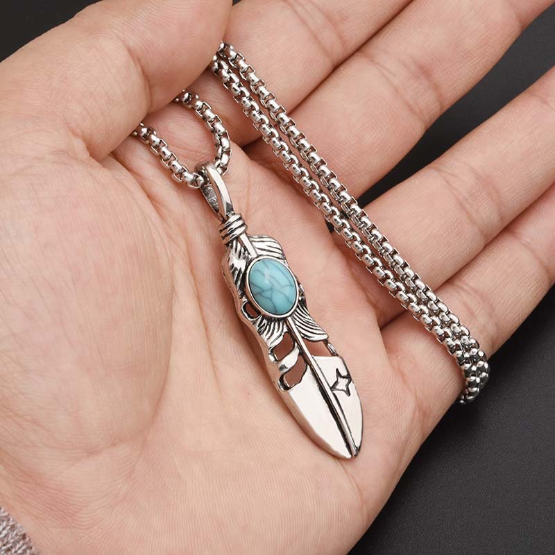 高桥吾郎羽毛钛钢项链男士潮牌复古嘻哈鹰爪情侣款个性百搭吊坠女