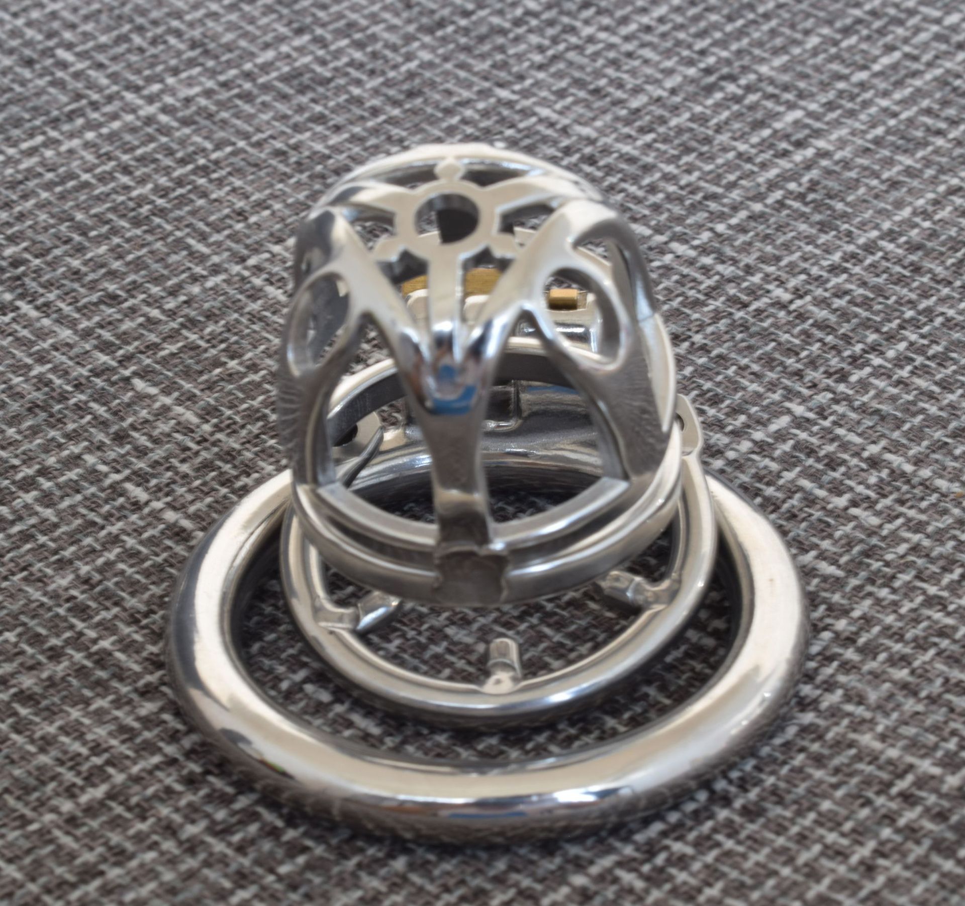 frrk不锈钢圆环带防脱环头部三角等分贞操锁男用夫妻防出轨玩具