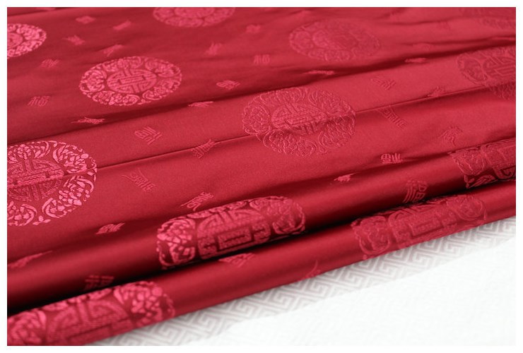 唐装寿衣影视装饰手工布料提花丝绸织锦缎靠垫抱枕福寿团丝绸面料