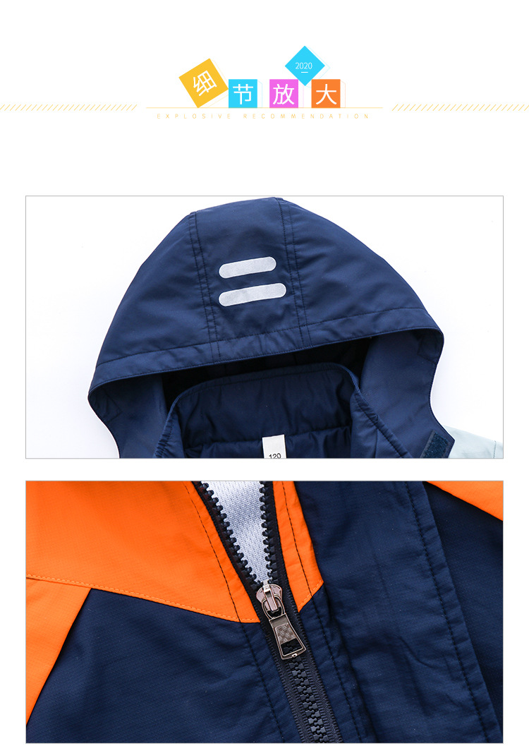 小学生校服秋冬季冲锋衣三件套加厚橘色运动套装幼儿园园服班服批