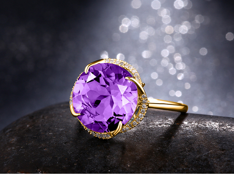 时尚欧美项链优雅仿真彩宝紫水晶吊坠镶钻紫宝石项链镀银饰品批发