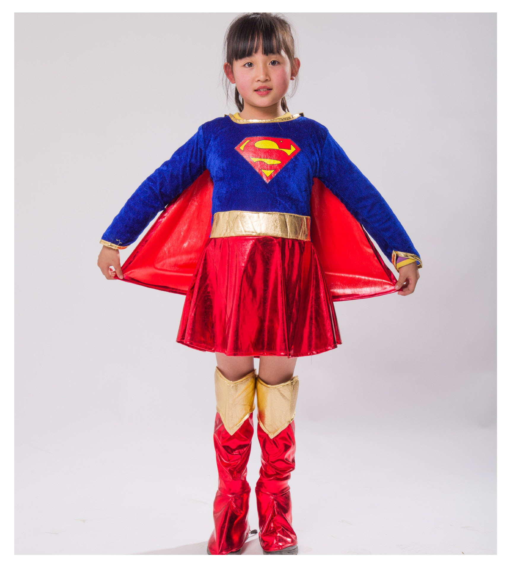 万圣节装饰儿童服装 cosplay超人带披风鞋套欧美服装节日演出服