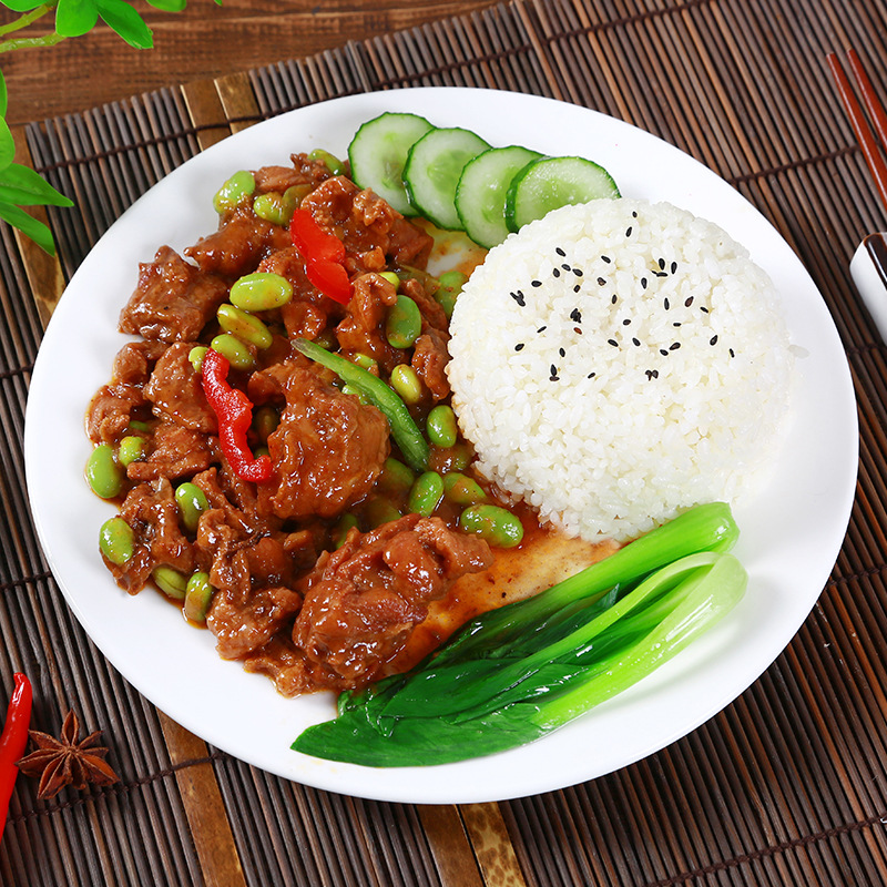 百家享园毛豆烧鸡盖浇饭料理包220g方便菜速食外卖快餐冷冻半成品