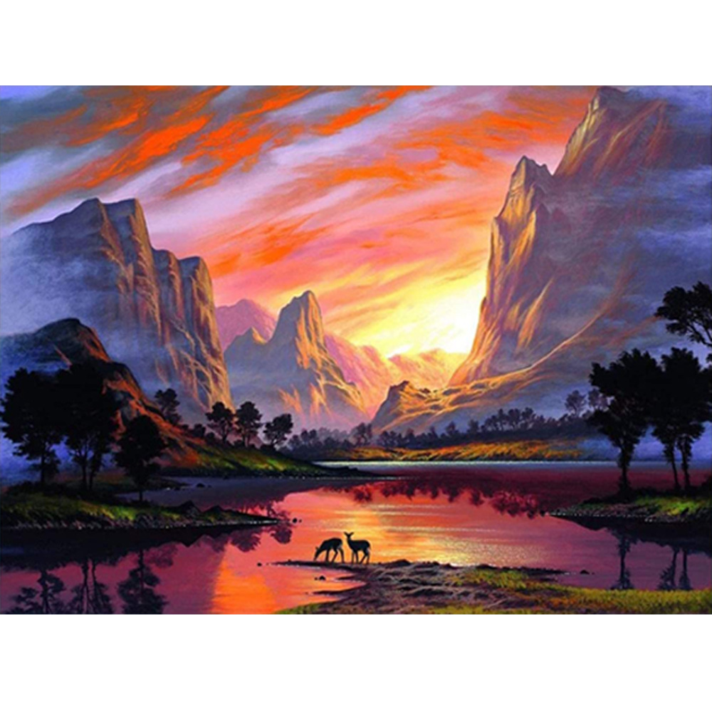 diy 彩色风景 数字油画 手绘画客厅墙壁装饰画 跨境爆款 厂家批发