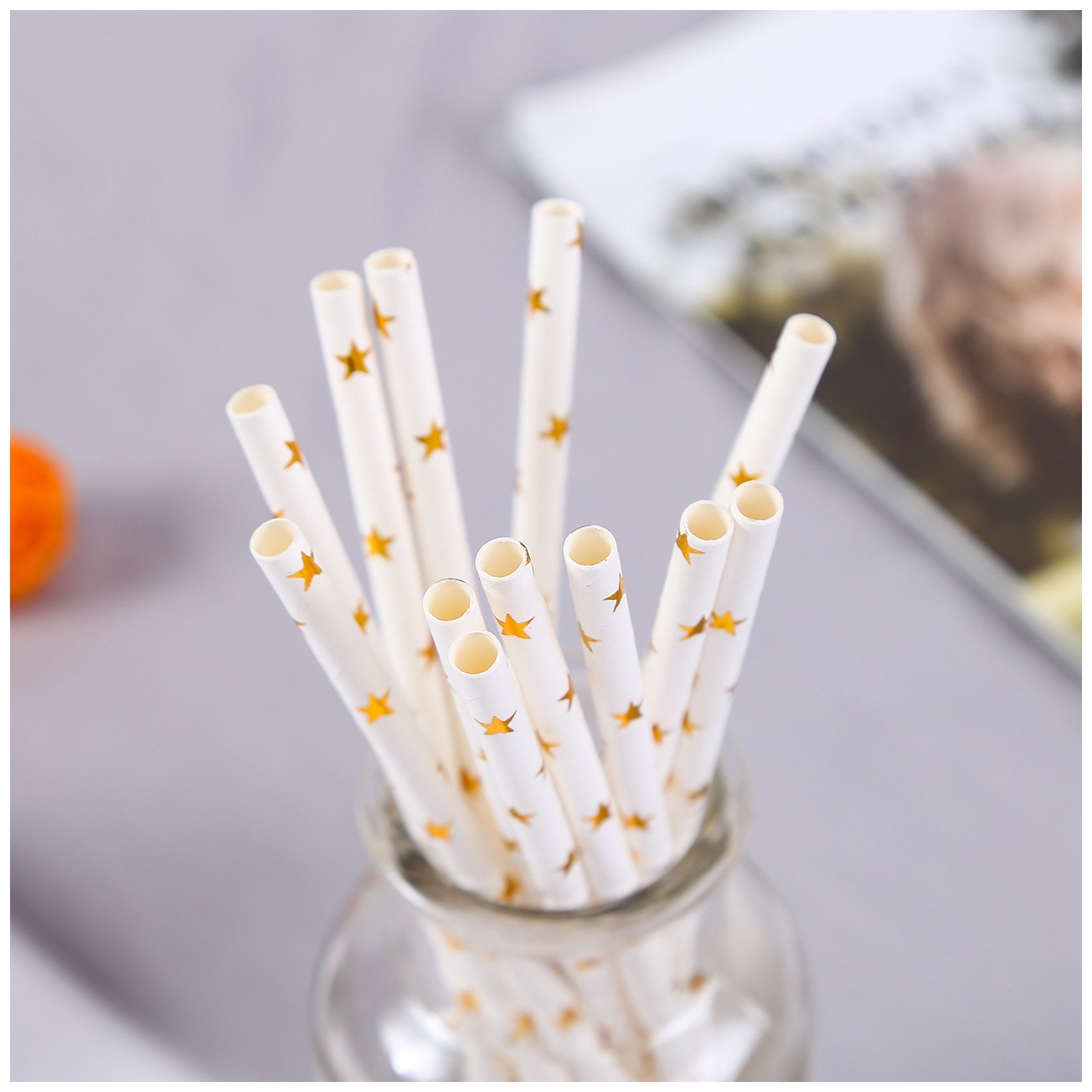 烫金星星纸吸管派对创意一次性纸吸管休闲奶茶咖啡饮品纸质吸管