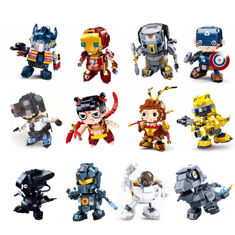 小鲁班0761哥斯拉2q版怪兽之王迷你男孩恐龙儿童积木拼装模型玩具