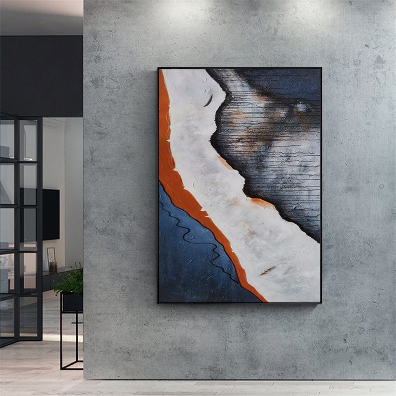 纯手绘抽象油画客厅装饰画现代简约大幅玄关竖版壁画餐厅轻奢挂画