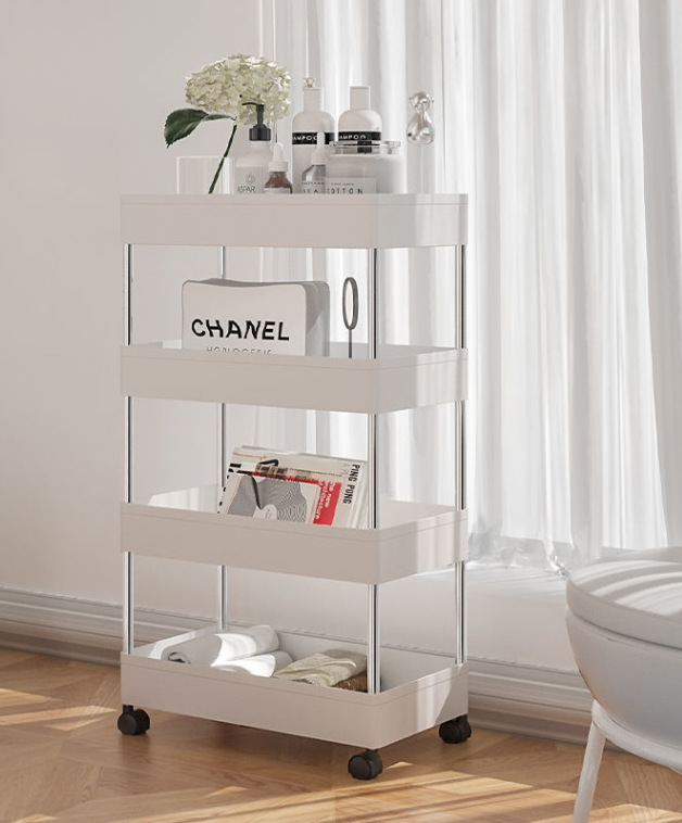 Movable Portable Storage Rack Kitchen Floor Storage Rack Multi-Layer with Wheels Bathroom Toilet Plastic Rack