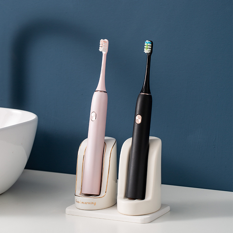 陶瓷电动牙刷架座简约创意情侣收纳放置物架免打孔沥水电动刷底座