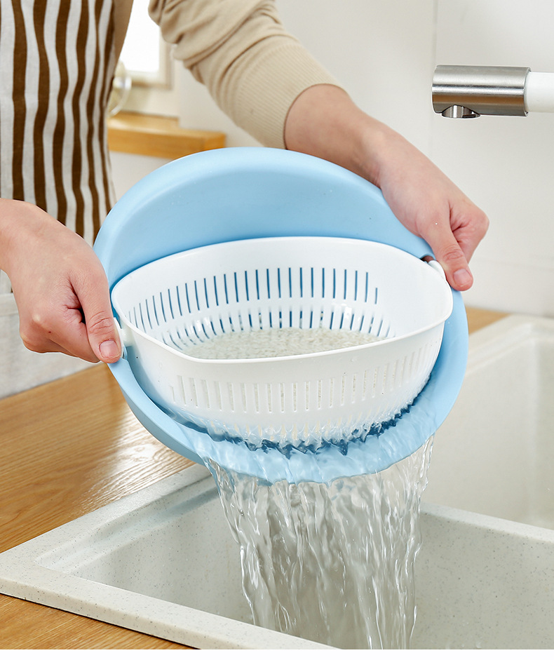 圆形双层塑料沥水篮洗菜盆漏盆厨房洗菜篮子水果篮沥水盆家用家居