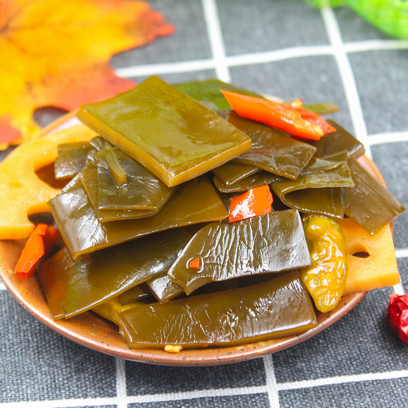天天鲜果客爽口海带片海带根200g特产泡椒海带丝开袋即食咸菜小吃