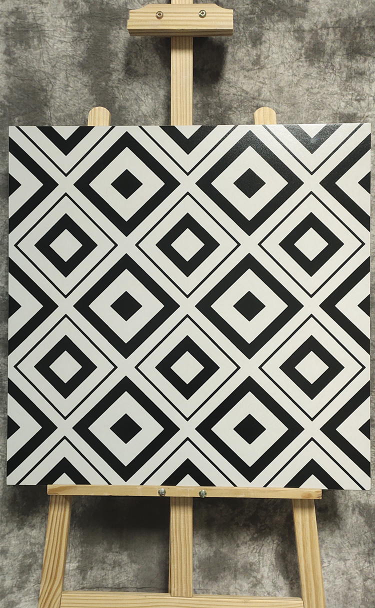 水泥花砖黑白哑光仿古砖餐饮店厨房卫生间防滑地砖阳台砖600x600