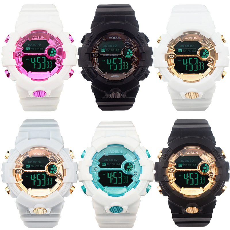 ins电子运动手表女学生韩版潮流ulzzang灯光夜光双显多功能硅胶表