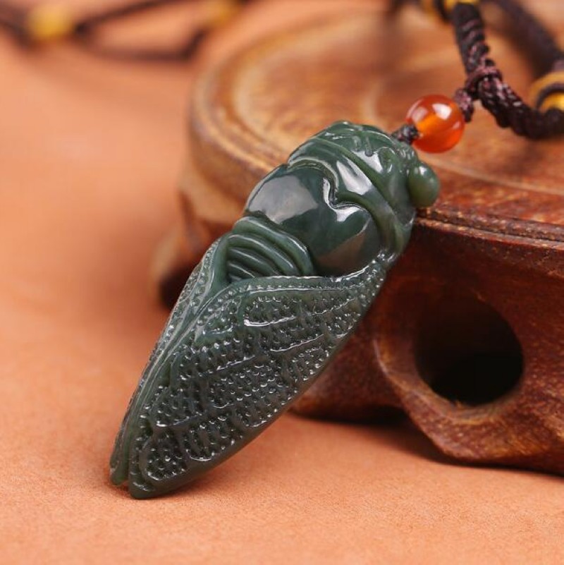 玉器新疆和田玉青玉金蝉玉坠知了挂件一鸣惊人玉蝉吊坠挂件批发