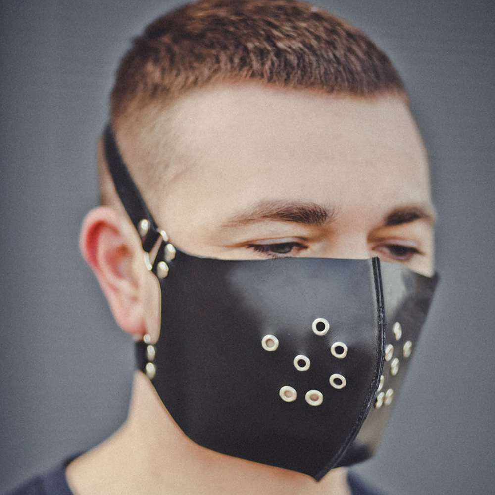 骑行面罩防风防尘雾霾口罩朋克皮革口罩黑色跨境商品机车面罩口罩