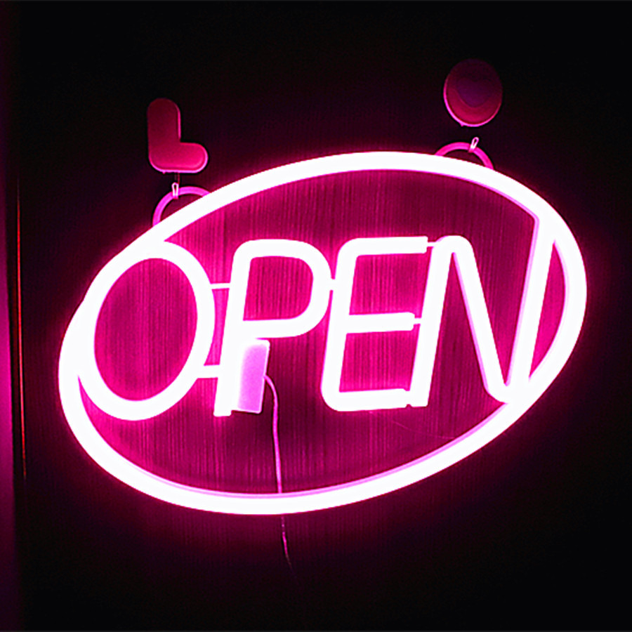 sokkaled造型灯亚马逊led灯箱遥控发光悬挂营业霓虹灯led灯牌open