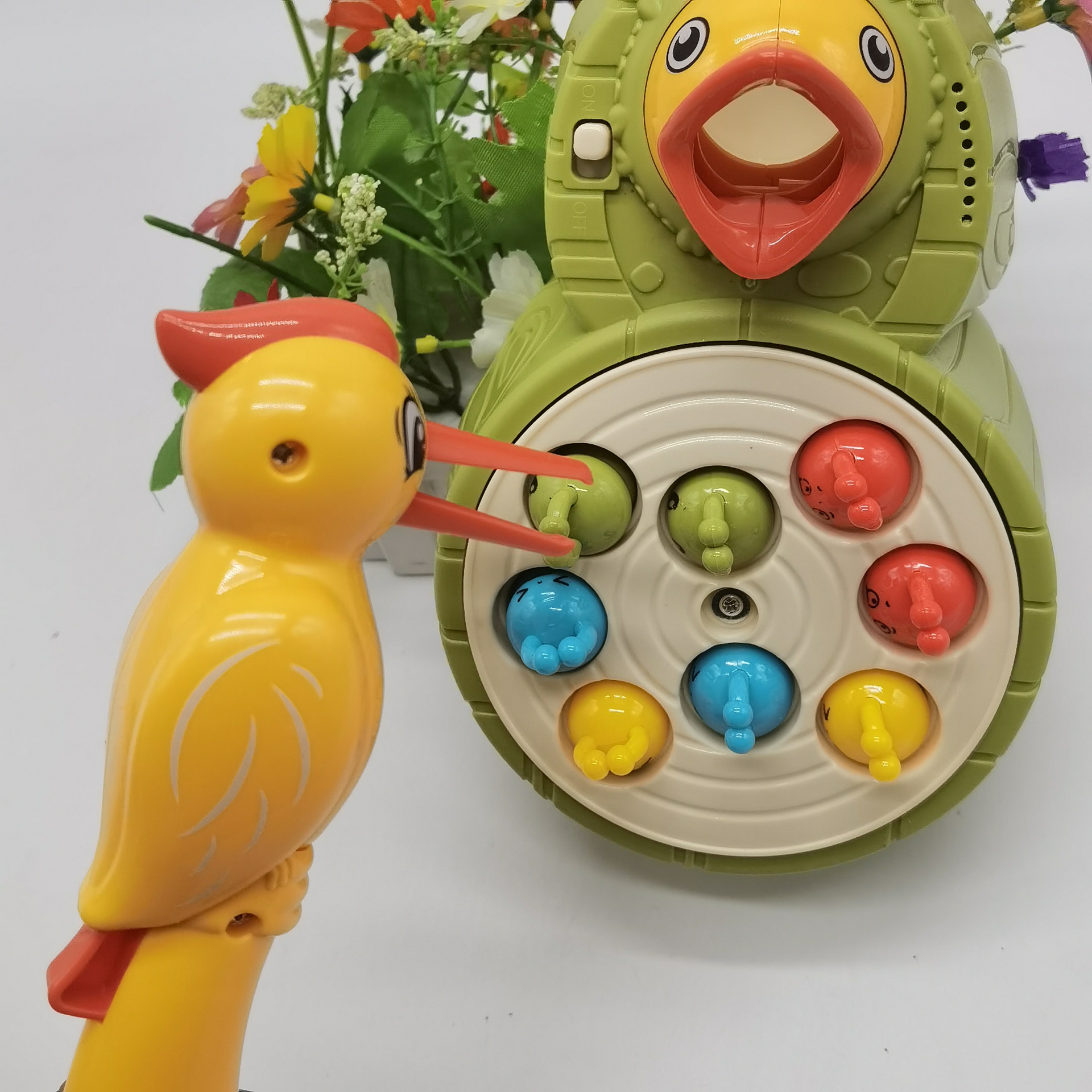 宝宝早教益智玩具1-2周3岁啄木鸟抓虫游戏捉毛毛虫小鸟小鸡吃虫子