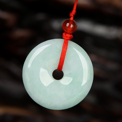 翡翠平安扣挂件女 高档老坑冰种玉石玉坠正品天然缅甸翡翠a货吊坠