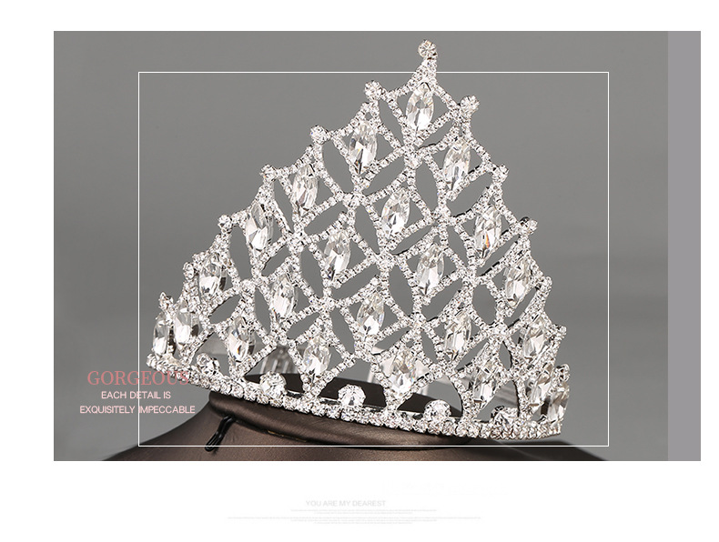 新款新娘皇冠发饰 桂冠头饰王冠奢玻璃钻 高档圆圈金属皇冠发饰