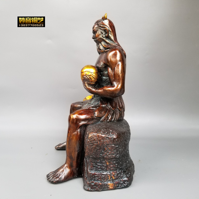 黄铜盘古铜像盘古大帝神像人祖爷铜像家居供奉摆件佛像神像佛具