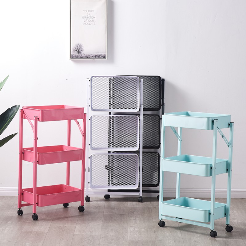 宿舍收纳手推车带轮子置物架折叠移动餐厅厨房浴室客厅零食物品架