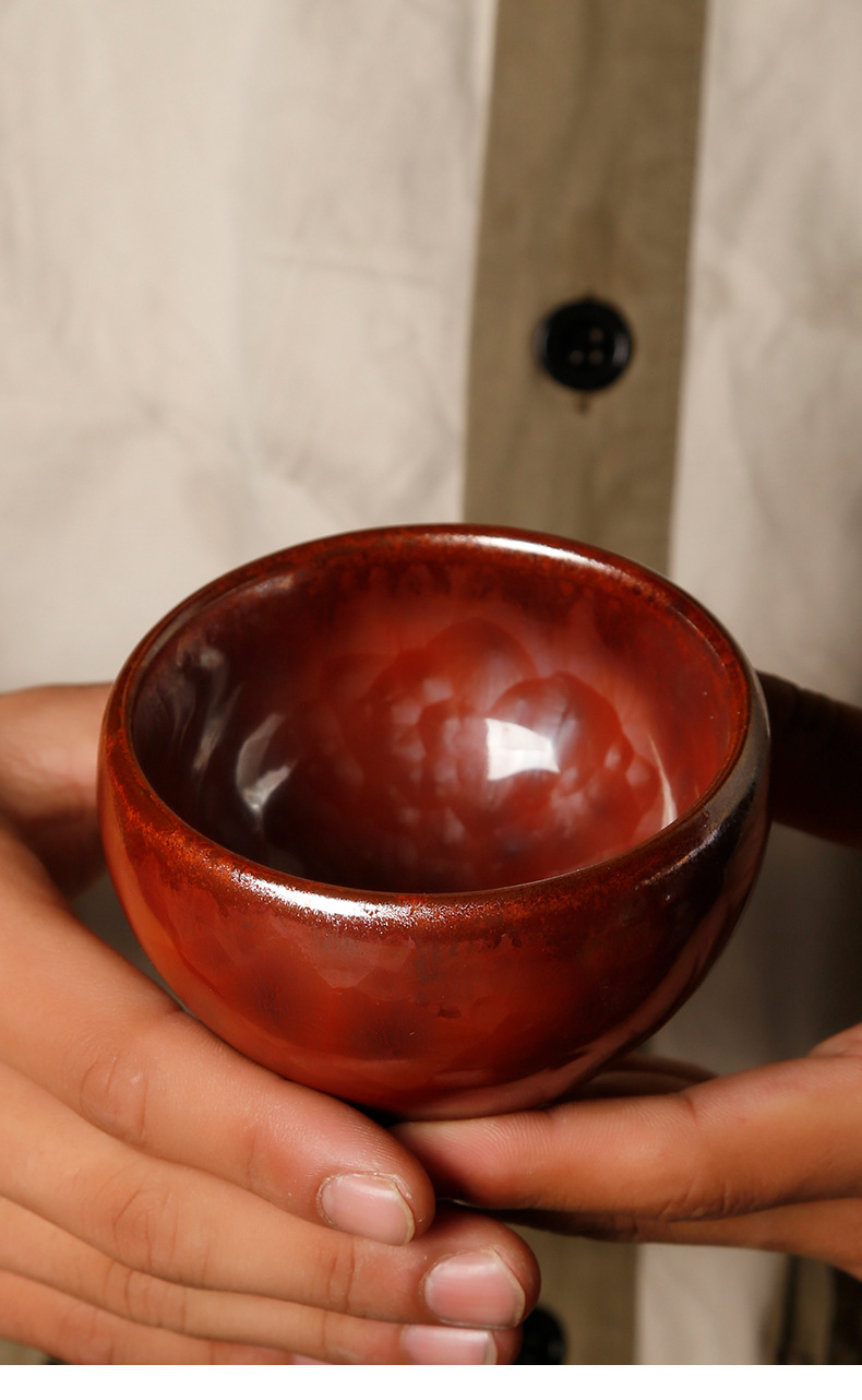 窑变茶杯家用陶瓷茶碗大号天目建盏主人杯单杯钧瓷大号功夫品茗杯