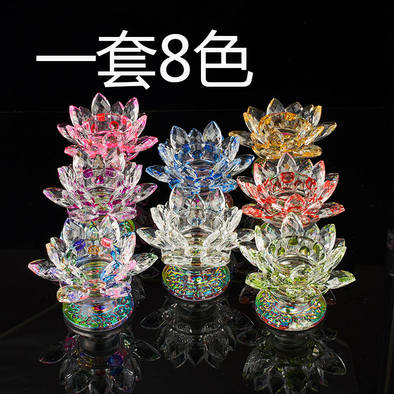 Factory Direct Sales Crystal Candlestick Butter Lamp Holder Pilot Lamp Buddha Front Lantern Lotus Ornaments in Stock Wholesale