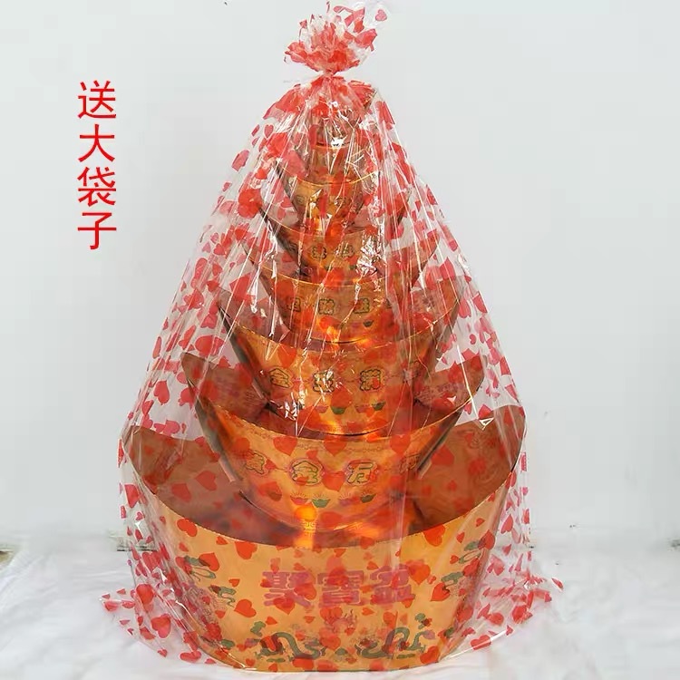 一对八层元宝山聚宝盆金山银山立体纸扎烧纸半成品纸制品祭祀批发