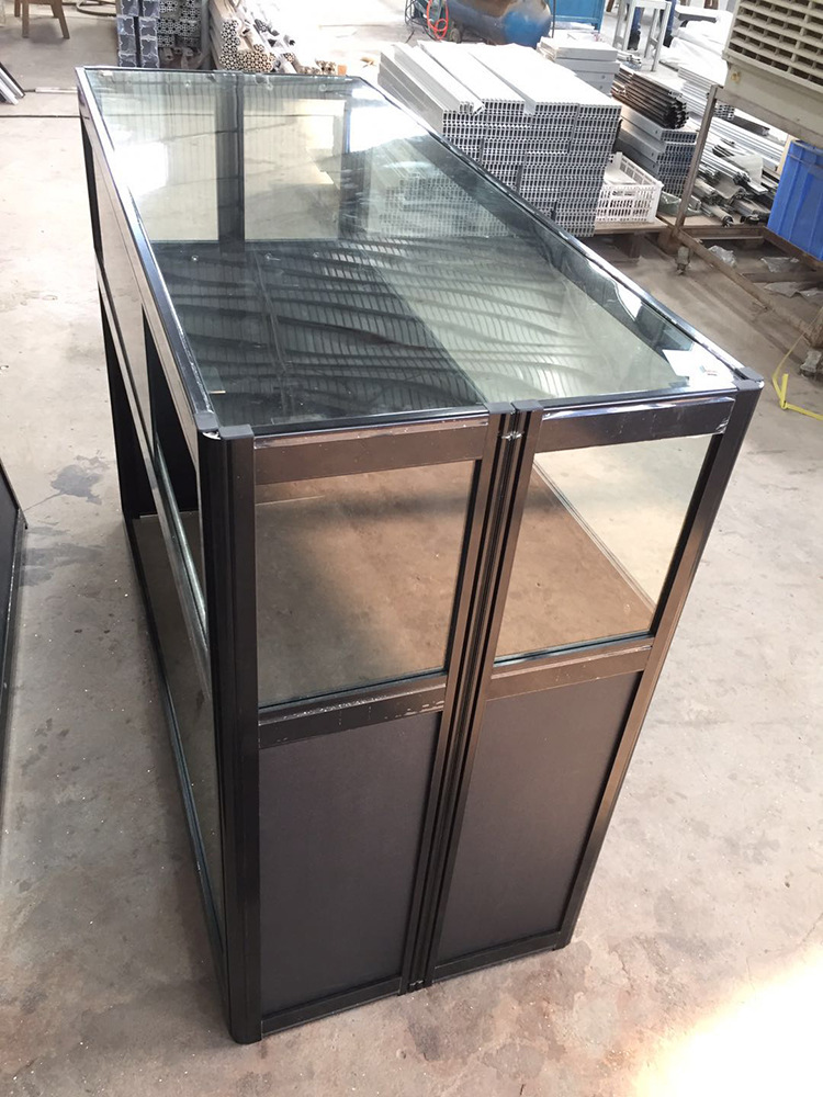 铝合金内折叠展柜便携式珠宝折叠柜台展会玻璃样品展示柜定制厂家