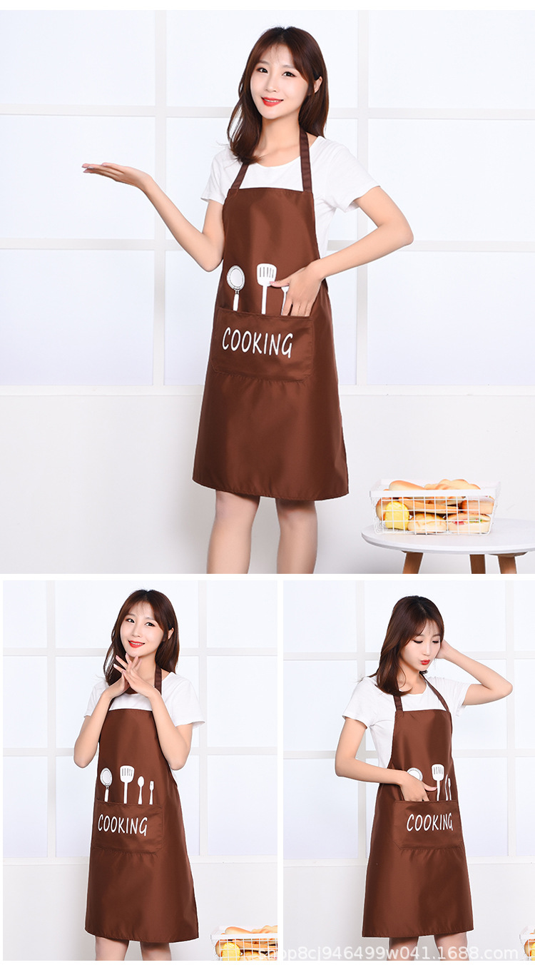 厨房防水防油小熊围裙时尚家用围裙无袖加厚围腰情侣成人男士罩衣