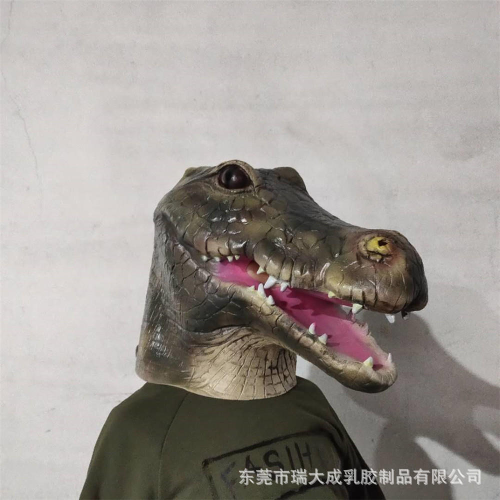 鳄鱼面具 卡通装扮自拍表演恐龙头套 乳胶动物面具头套批发