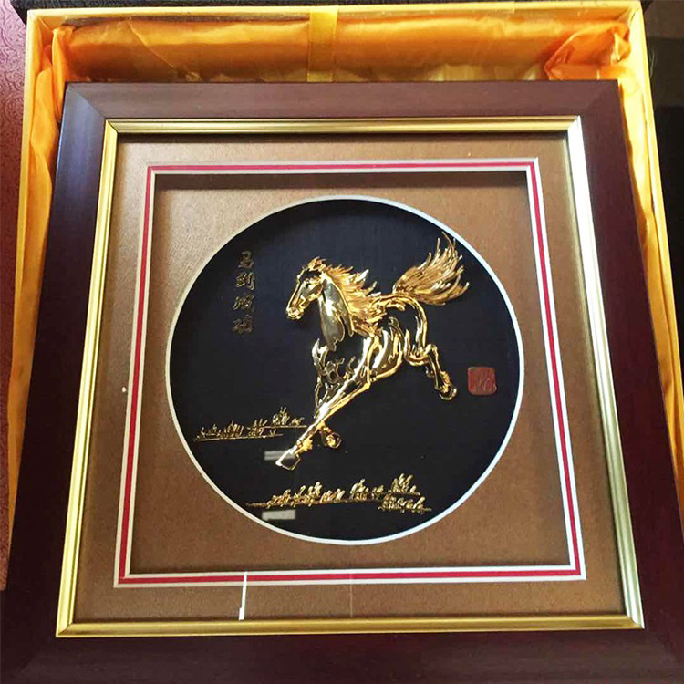 厂家直销芜湖铁画 镀金马到成功铁画摆件 送礼礼品 芜湖储氏铁画