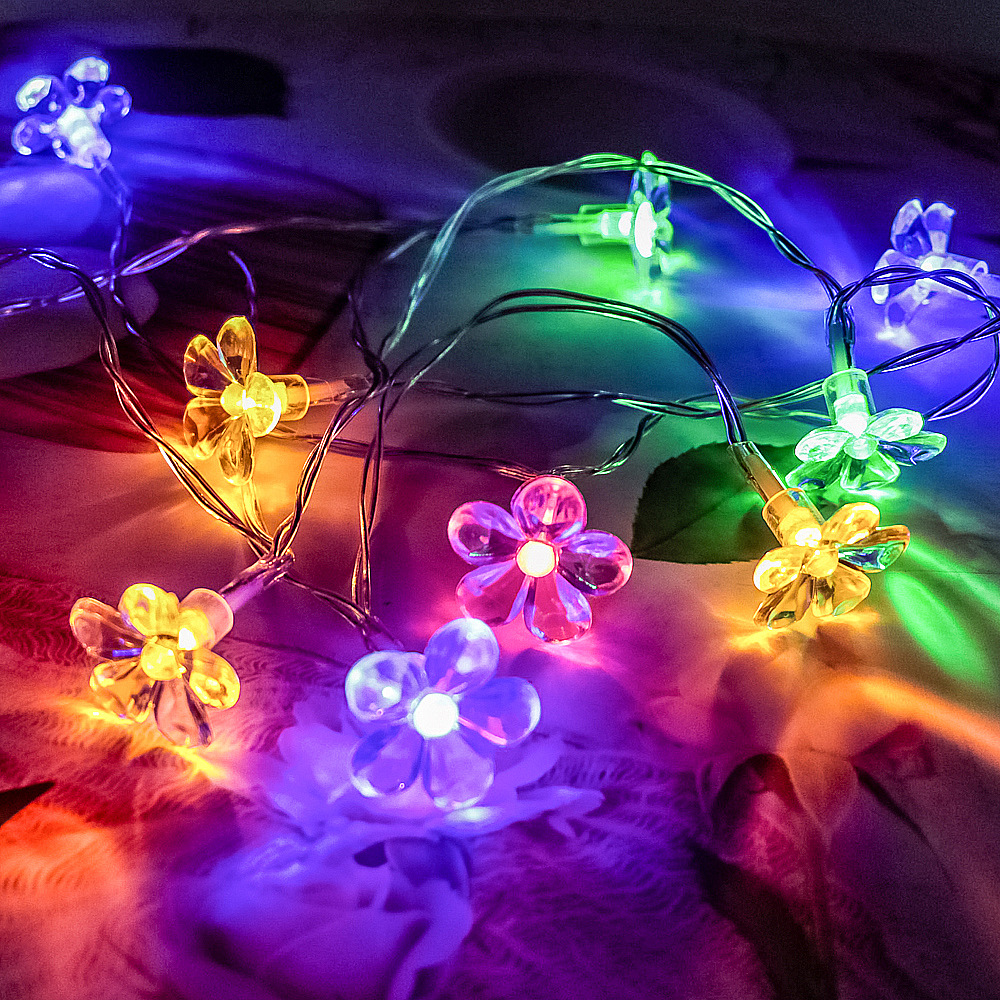 新款梅花led小彩灯串灯串装饰灯饰圣诞节挂灯闪灯植物花灯
