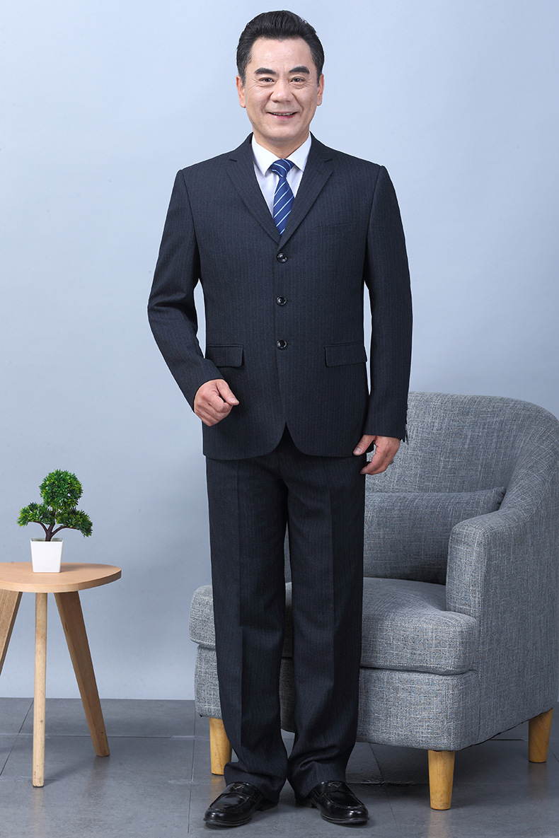 秋冬季中老年西装套装爸爸西服大码中年人父亲装男士老年休闲50岁