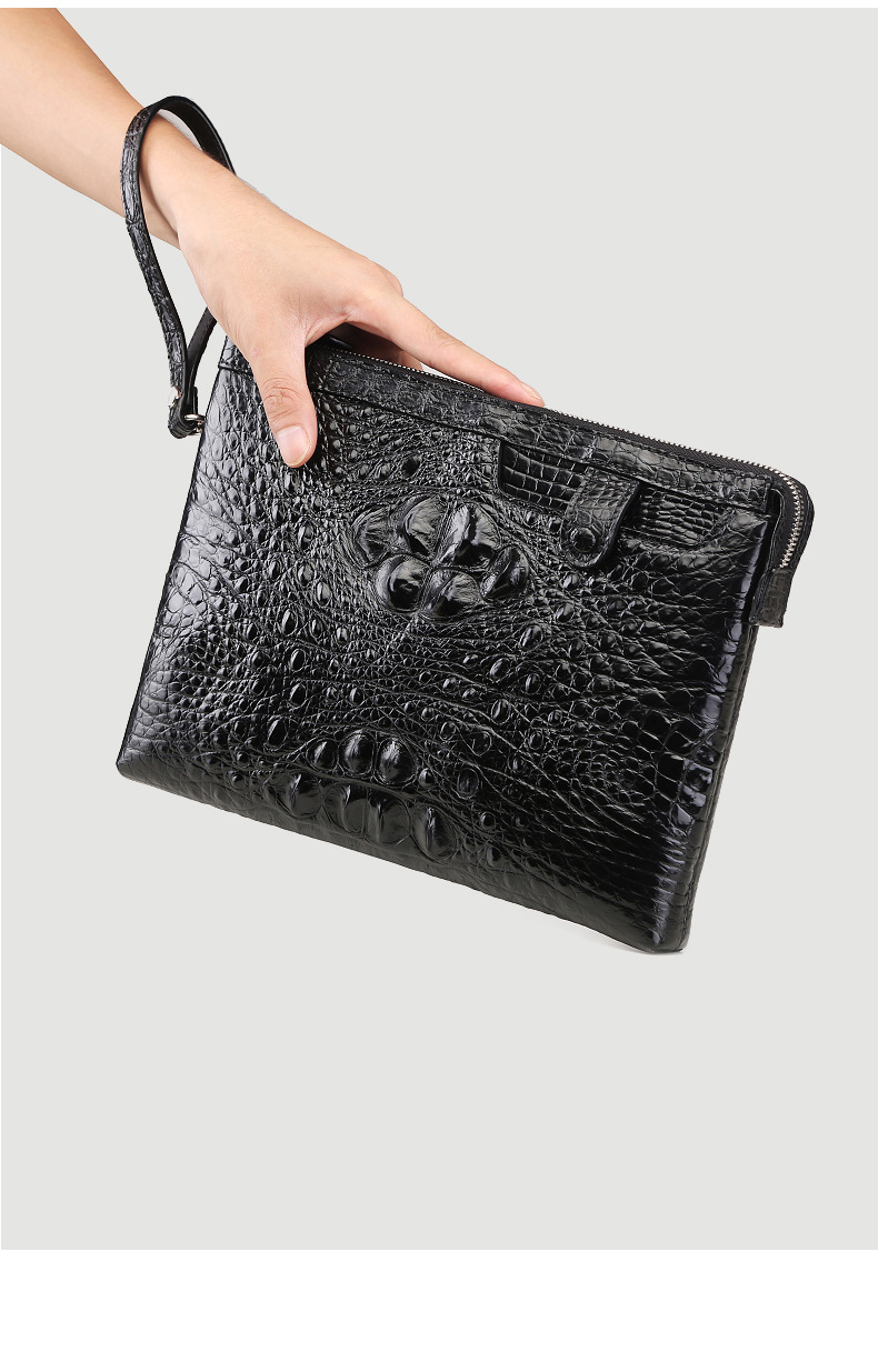 鳄鱼皮男士手包真皮奢侈品牌手拿包休闲手提夹包手抓信封包大容量