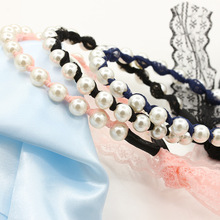 韩版新款珍珠缠绕蕾丝蝴蝶结绑带飘带发箍发卡头箍发带发饰品批发