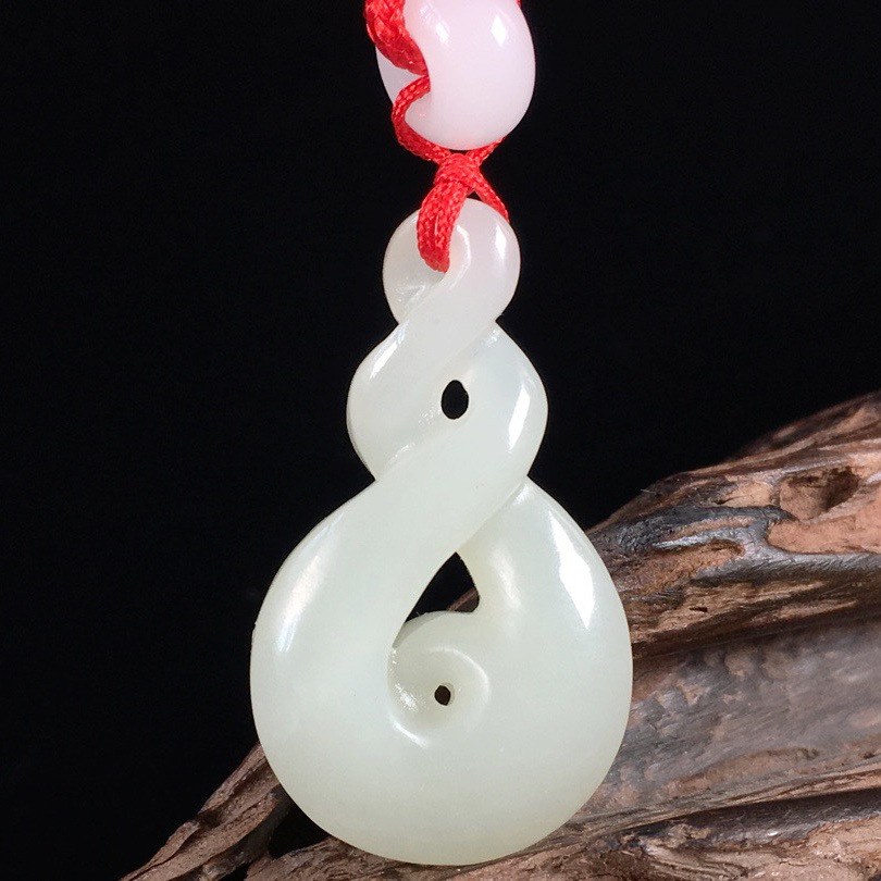 保真新疆和田玉白玉麻花吊坠男女款扭转乾坤玉佩挂件送证书