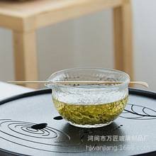 锤纹玻璃泡茶碗绿茶专用泡茶器功夫茶具日式引流公杯过滤绿茶盖碗