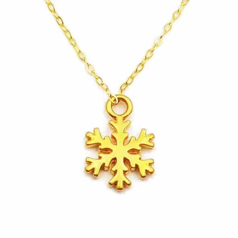 3d硬金雪花吊坠 黄金小吊坠女999足金锁骨项链金店直播圣诞节礼物