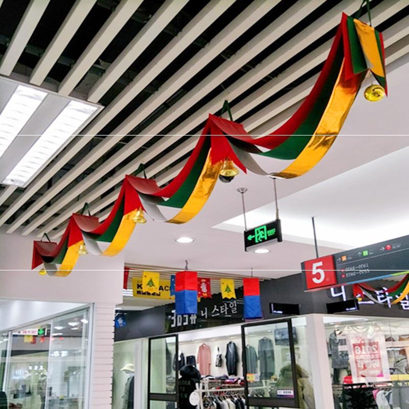 圣诞节装饰用品波浪旗彩带场景布置店铺商场挂件拉旗开业吊旗金装