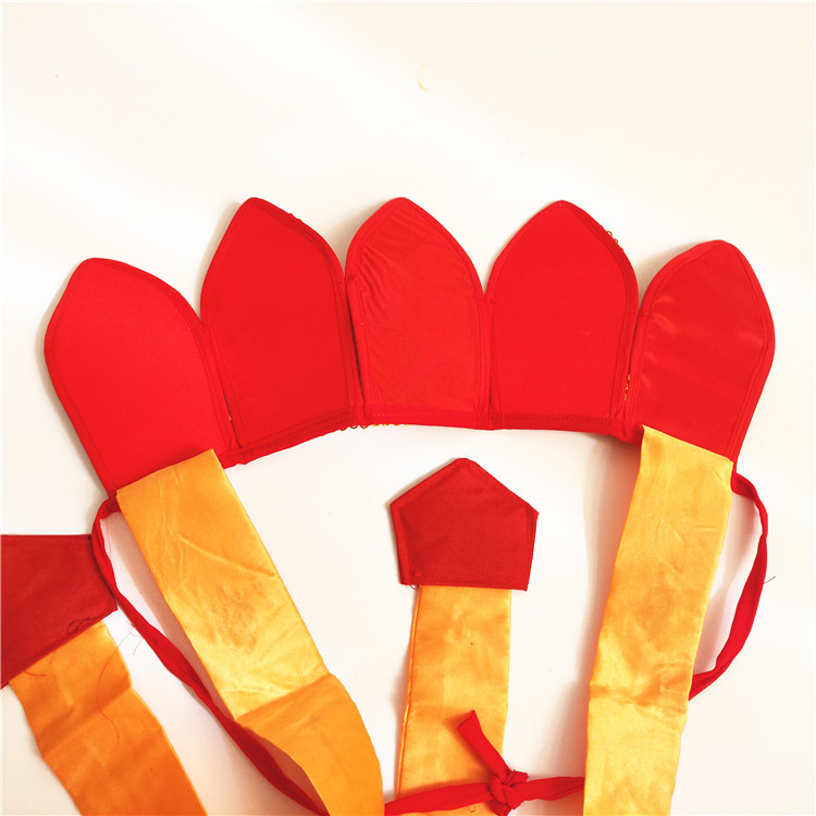 黄色五老冠 道教道士道法用品 带飘带 布质刺绣工艺品 五方官帽子