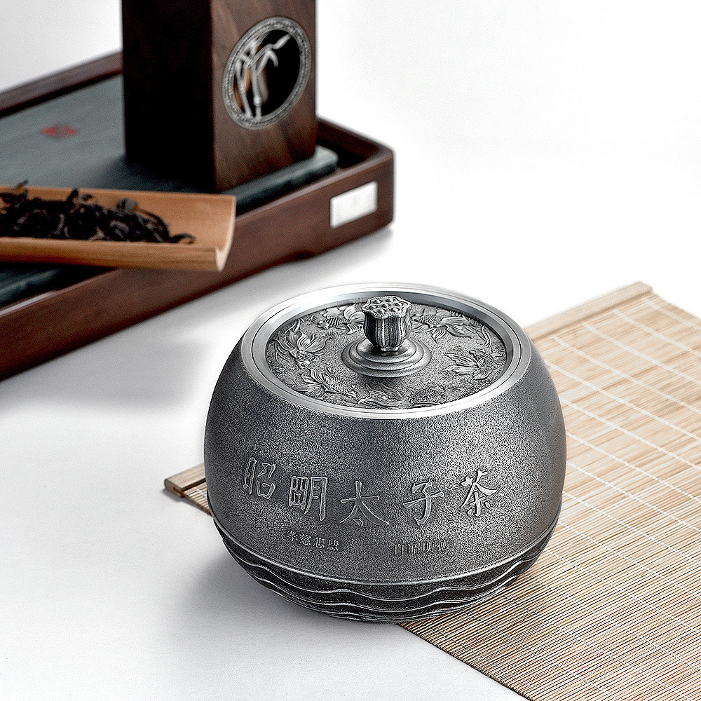 荣盛达新品锡罐纯锡昭明太子茶叶罐密封罐保鲜防潮包装茶罐茶储