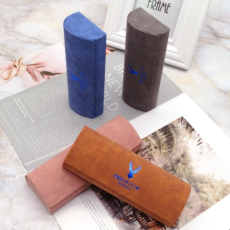 定制车线半圆手工眼镜盒 创意复古近视眼镜盒 男女款时尚眼镜盒